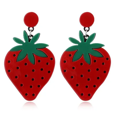 Fruits Series Acrylic Drop Earrings for Women Geometric Plastic Resin