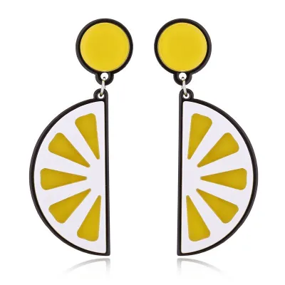 Fruits Series Acrylic Drop Earrings for Women Geometric Plastic Resin