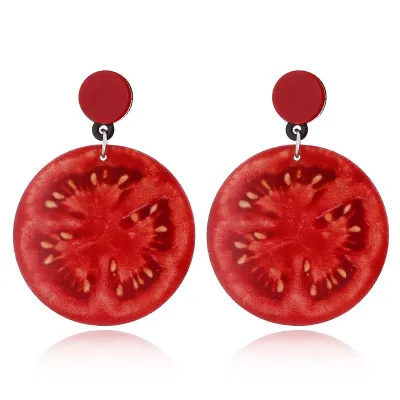 Fruits Series Acrylic Drop Earrings for Women Geometric Plastic Resin