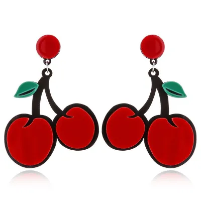 Fruits Series Acrylic Drop Earrings for Women Geometric Plastic Resin