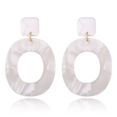 Oval Acrylic Dangle Earrings Women's Geometric