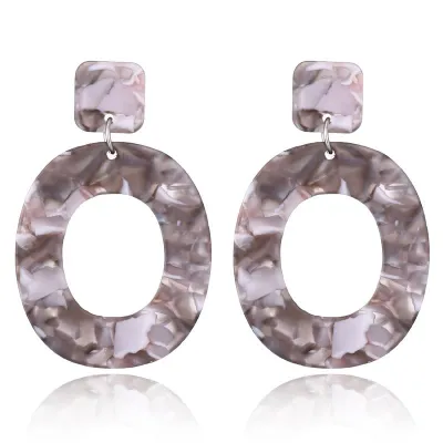 Oval Acrylic Dangle Earrings Women's Geometric