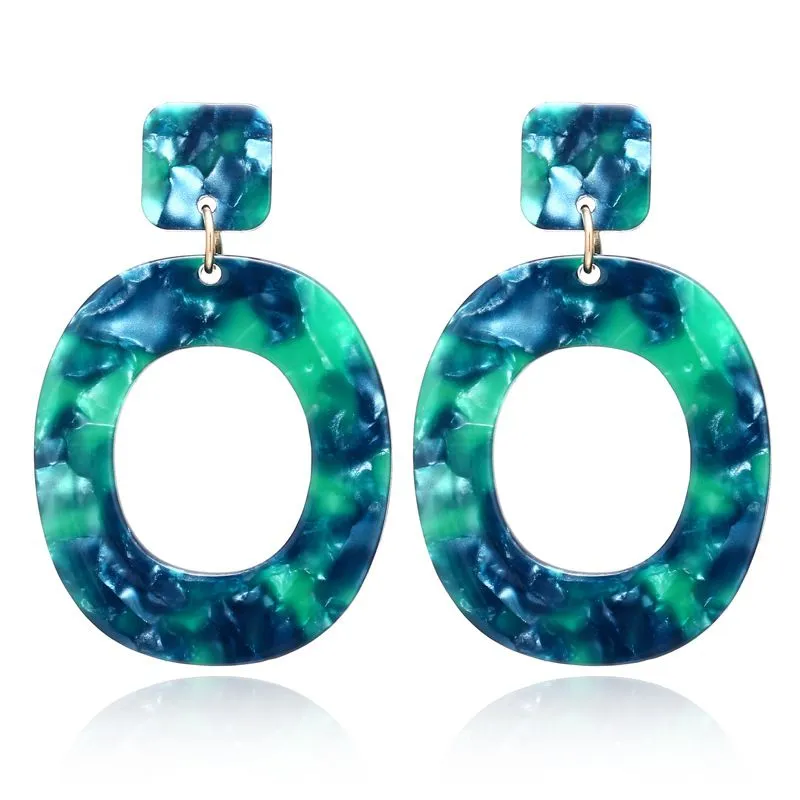 Oval Acrylic Dangle Earrings Women's Geometric