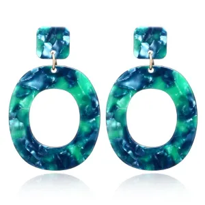 Oval Acrylic Dangle Earrings Women's Geometric
