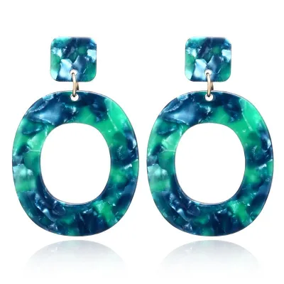 Oval Acrylic Dangle Earrings Women's Geometric