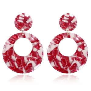 Hallow Round Acrylic Dangle Earrings for Women Geometric Plastic Resin Fashion