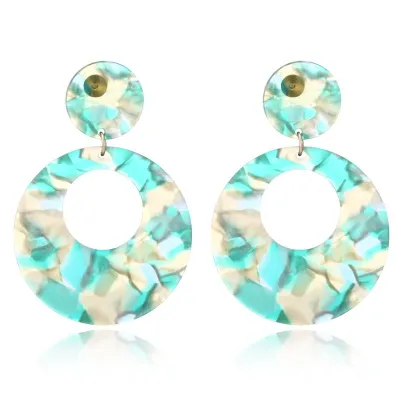 Hallow Round Acrylic Dangle Earrings for Women Geometric Plastic Resin Fashion