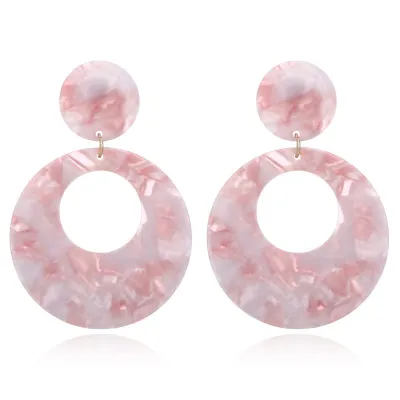 Hallow Round Acrylic Dangle Earrings for Women Geometric Plastic Resin Fashion