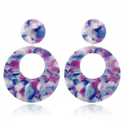 Hallow Round Acrylic Dangle Earrings for Women Geometric Plastic Resin Fashion