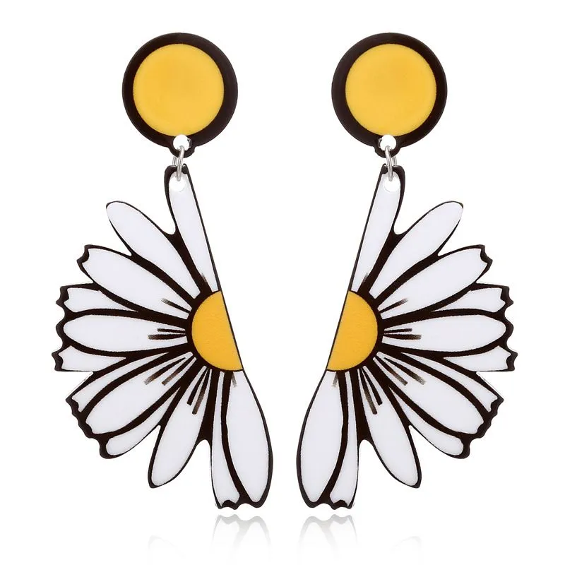 Daisy Design Acrylic Dangle Earrings Geometric Women's Alloy