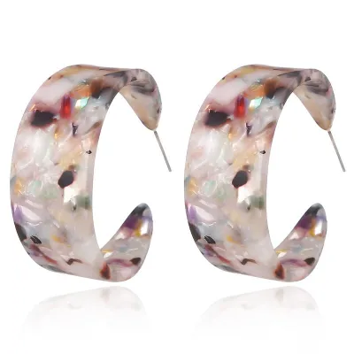 Women's Geometric Leopard Pattern Alloy Acrylic Hoop Earrings