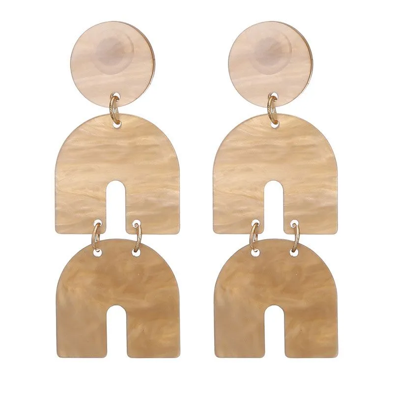 Wholesale Hoof Shape Acrylic Dangle Earrings Geometric Women's Plastic