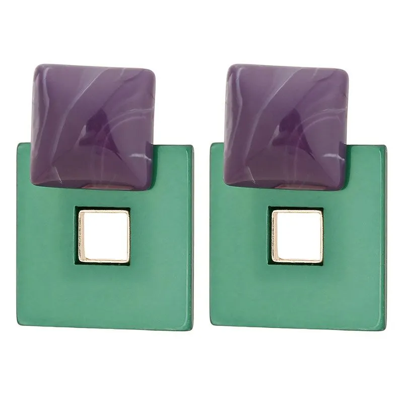 Square Shape Acrylic Stud Earrings for Women