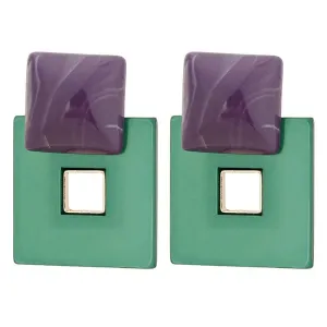 Square Shape Acrylic Stud Earrings for Women
