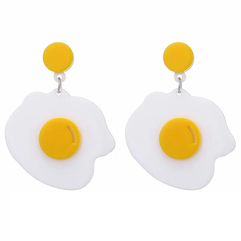 Fried Egg Shape Geometric Dangle Earrings for Women