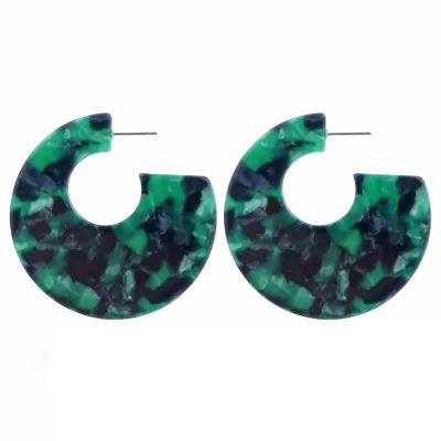 Geometric Leopard Pattern Hoop Earrings for Women, Alloy