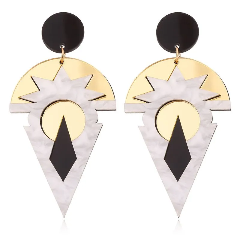 Retro Geometric Shape Dangle Earrings Women Alloy