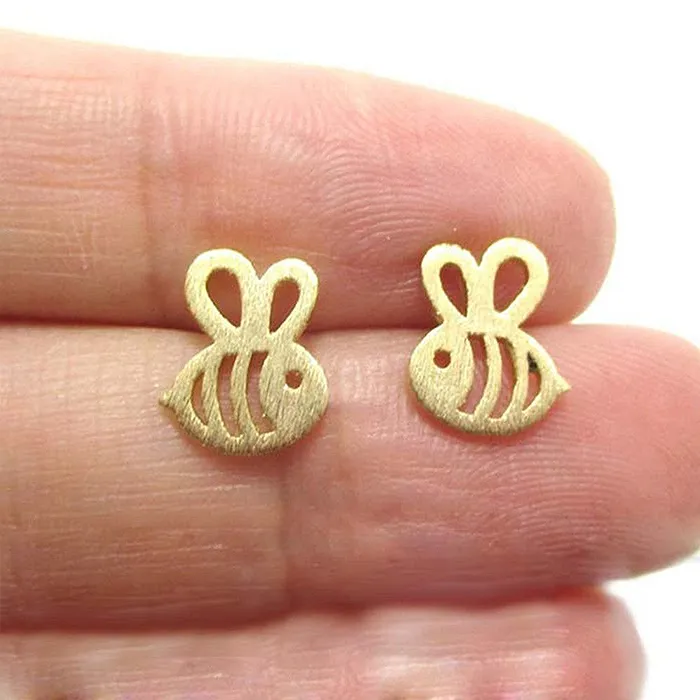 Hollow Bee Pattern Stud Earrings for Women, Simple Alloy Animal Earrings