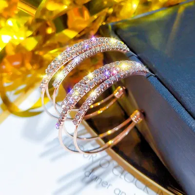 Fashion Rhinestone Hoop Earrings for Women - Alloy Geometric Earrings