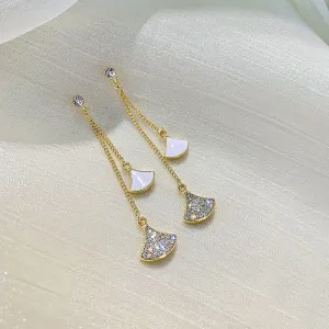 Sector Pattern Rhinestone Decor Drop Earrings for Women