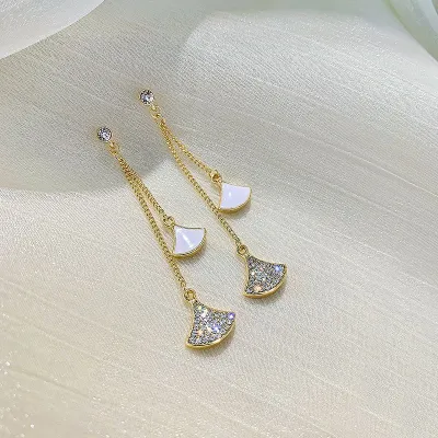 Sector Pattern Rhinestone Decor Drop Earrings for Women