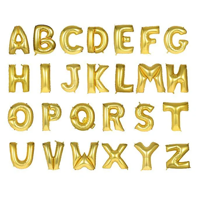 32 Inches Wholesale Party Shop Decoration A-M Gold Aluminum Foil Letter Balloons