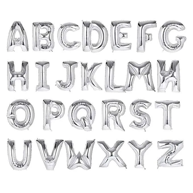 40 Inches Wholesale Party Shop Decoration N-Z Silver Aluminum Foil Letter Balloons
