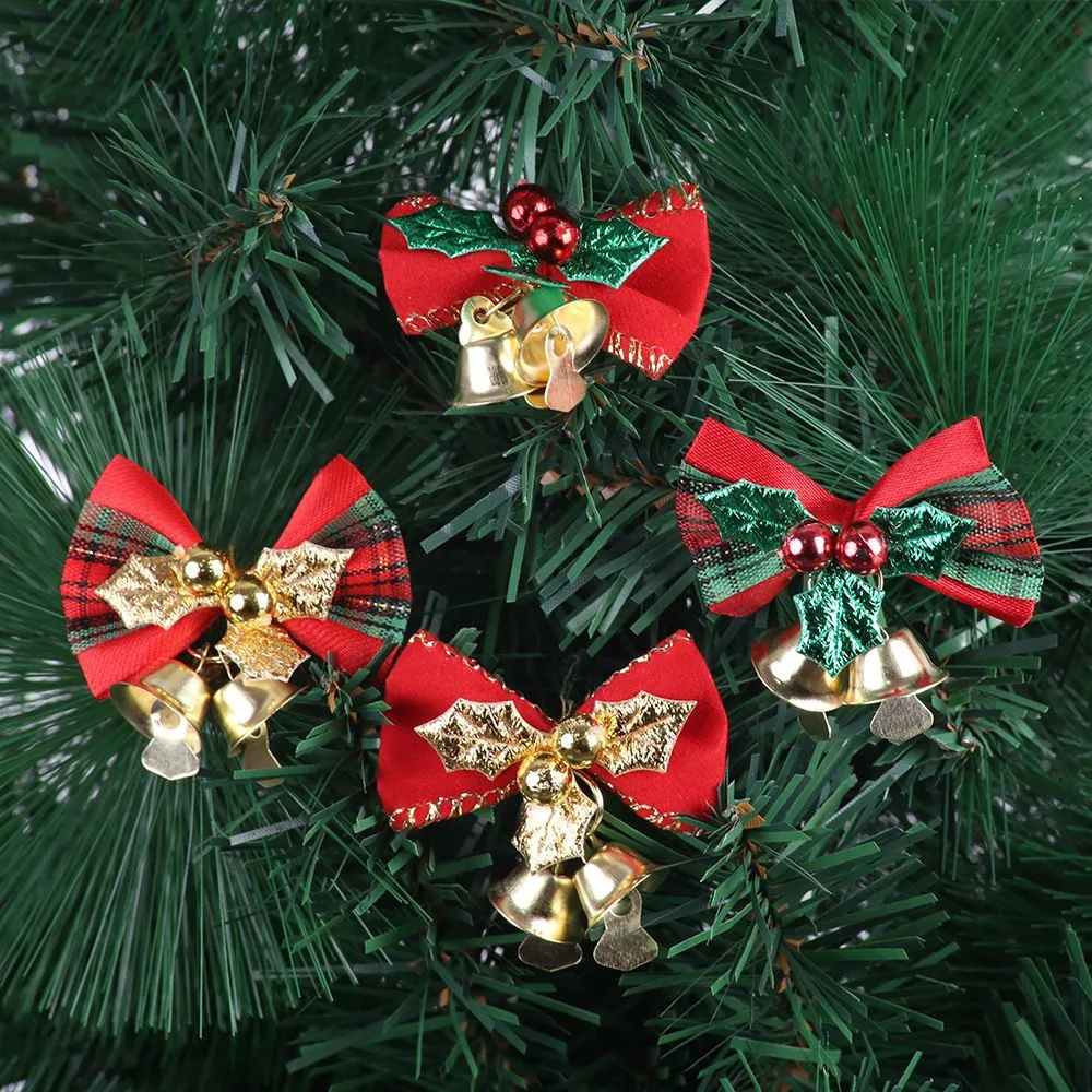 One Piece Bowknot Bell Hanging Christmas Decoration Cloth Metal