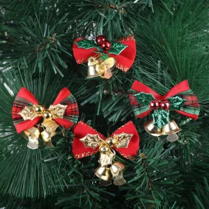 One Piece Bowknot Bell Hanging Christmas Decoration Cloth Metal