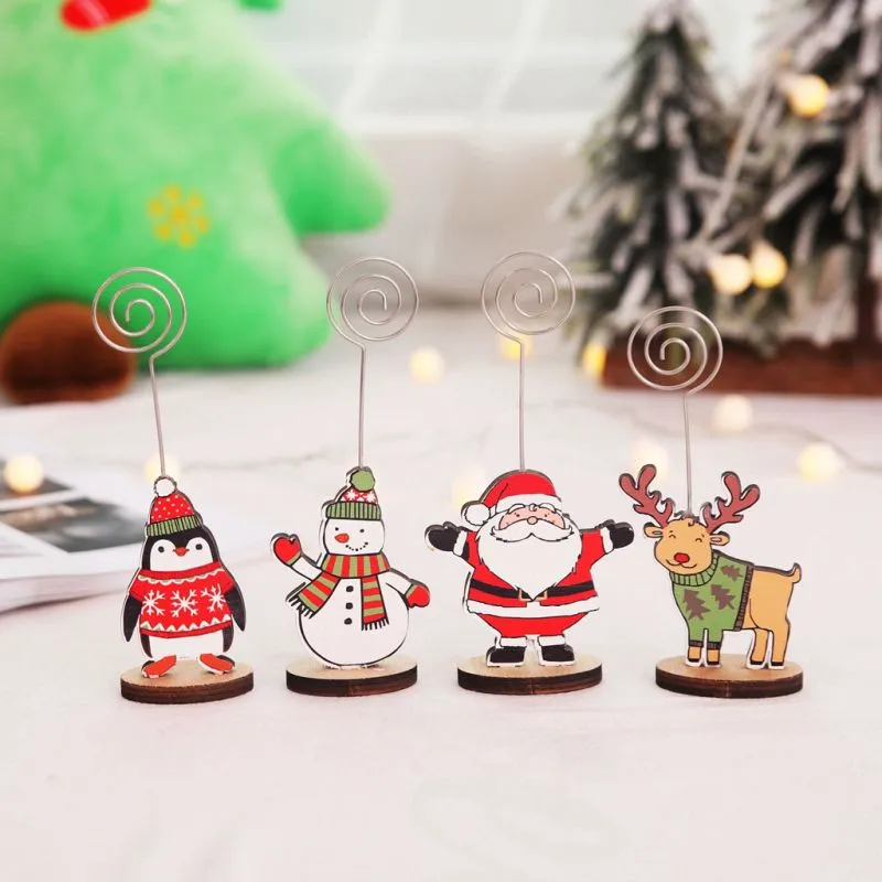 Creative Wooden Christmas Pattern Memo Folder for Party Gift