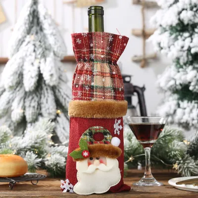 One Piece Patchwork Wine Bottle Cover Christmas Party Tableware