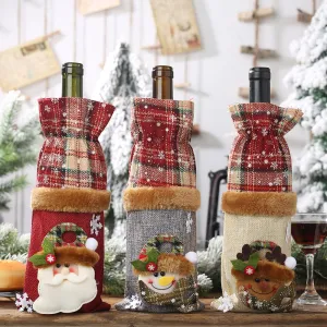 One Piece Patchwork Wine Bottle Cover Christmas Party Tableware