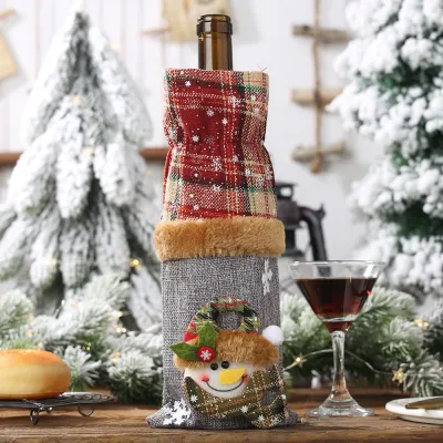 One Piece Patchwork Wine Bottle Cover Christmas Party Tableware