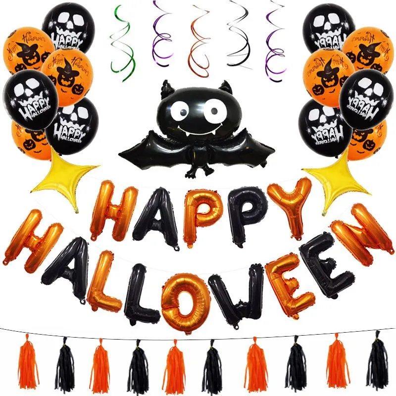 Halloween Party Bar Decorations Pumpkin Ghost Balloons 45/pcs Set