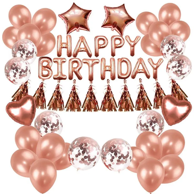 Birthday Party DIY Decorations Rose Gold Balloons 37pcs/Set