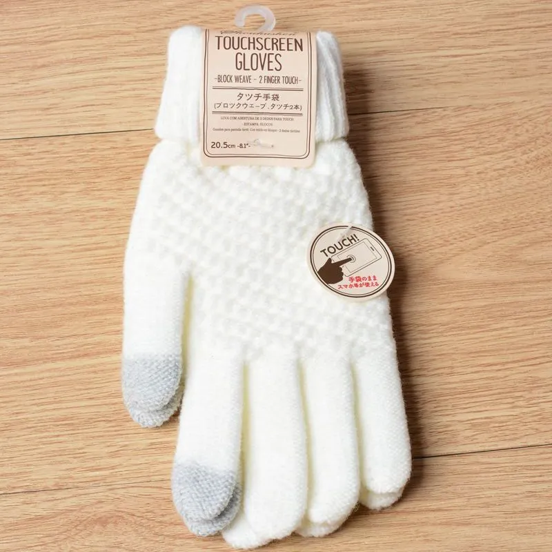 Female Screen Touchable Knitted Gloves Stripe Unisex
