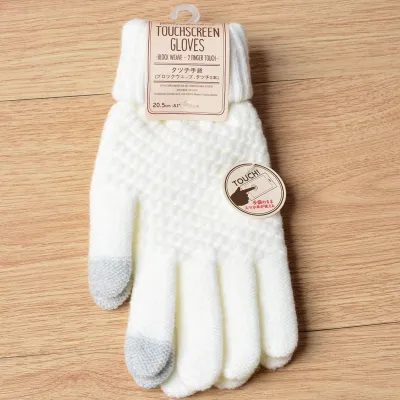 Female Screen Touchable Knitted Gloves Stripe Unisex