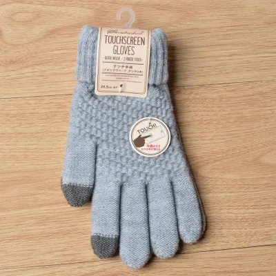 Female Screen Touchable Knitted Gloves Stripe Unisex