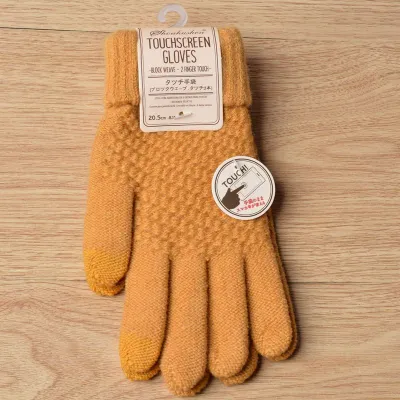 Female Screen Touchable Knitted Gloves Stripe Unisex