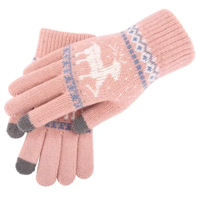 Christmas Elk Pattern Touchscreen Knitted Gloves Unisex