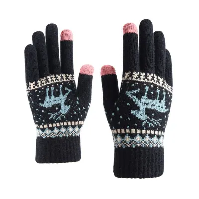 Christmas Elk Pattern Touchscreen Knitted Gloves Unisex