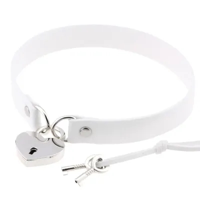 Wholesale Punk Style Unique Heart Shaped Lock Design PU Choker Necklace
