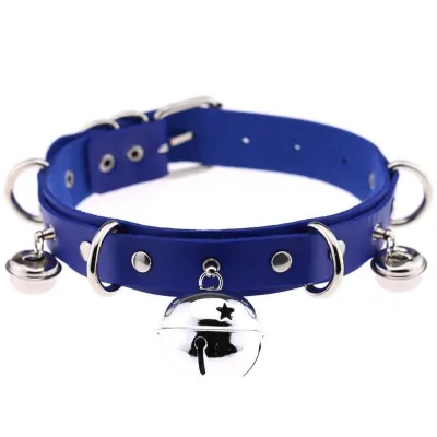 Exaggerated Alloy Bell Decor Women Punk Pattern PU Choker Necklace