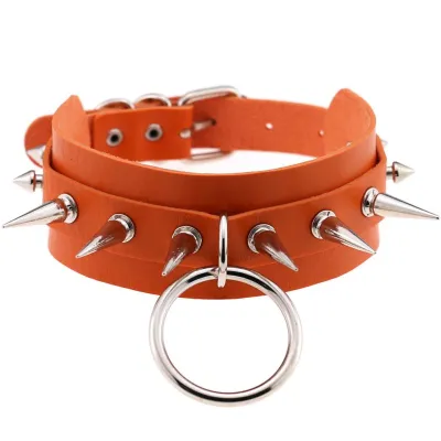 Wholesale Women Punk Pattern Rivet Decor Wide PU Leather Choker