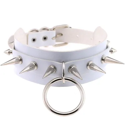 Wholesale Women Punk Pattern Rivet Decor Wide PU Leather Choker