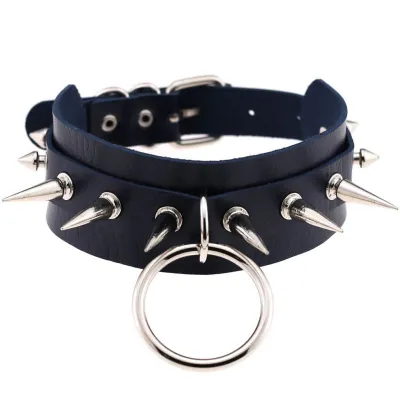 Wholesale Women Punk Pattern Rivet Decor Wide PU Leather Choker