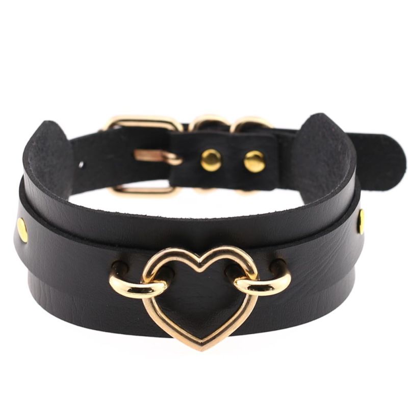 Wholesale Women Exaggerated Wide PU Leather Alloy Heart
