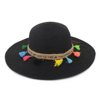 Fashion Unique Multicolor Tassel Straw Dome Women Summer Hat