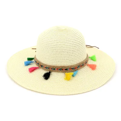Fashion Unique Multicolor Tassel Straw Dome Women Summer Hat