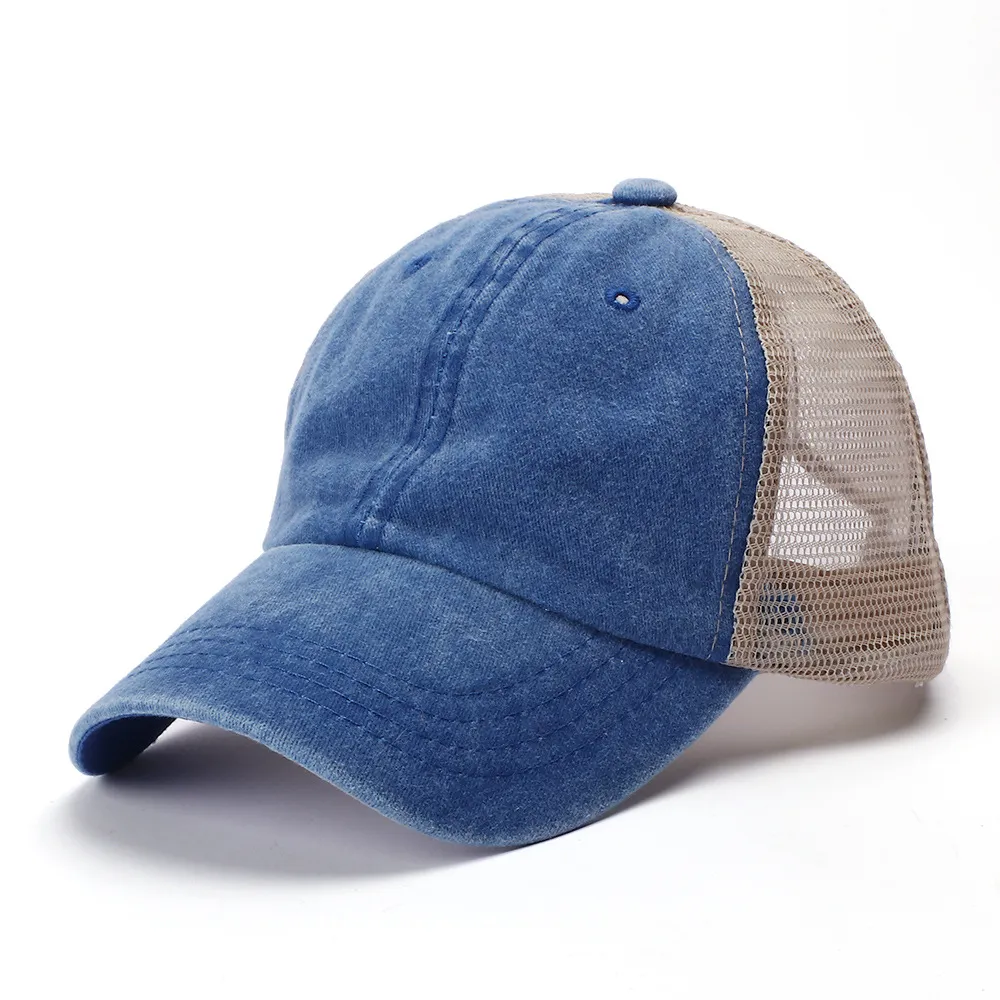 Unique Stonewashing Design Solid Color Breathable Cotton Cap
